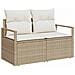Set Divano da Giardino con cuscino 6 pcs Beige Poly Rattan - Foto miniatura 4