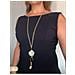 Collana Lunga Meteoro Con Ciondolo In Cristallo Di Madreperla In Ottone Dorato - Foto miniatura 3