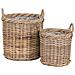 Set Di 2 Cesti Gili Rotondi In Rattan Kubu Naturale Con Manici - 30 E 40 Cm - Foto miniatura 1