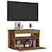 Mobile Porta TV con LED Legno Antico 60x35x40 cm Multistrato - Foto miniatura 8