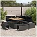 Set di Divano da Giardino in 8 Pezzi con Cuscini Nero Polyrattan Acacia, Divano da Giardino a 2 Posti con Ripostiglio e Cuscini Nero Polyrattan, Set da Giardino per Pranzo in 3 Pezzi con Cuscini Nero Polyrattan Acacia - Foto miniatura 2