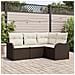 Set Divano da Giardino  4 Pezzi con Cuscini Rattan Polirattan Marrone, Divano da Giardino  2 Posti con Cuscini Rattan Polirattan Marrone - Foto miniatura 2