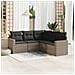 Set Divano da Giardino 5 pz con Cuscini Grigio in Polyrattan - Foto miniatura 2