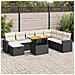 Set Divani da Giardino 9 pz con Cuscini Nero Polyrattan Acacia - Foto miniatura 2