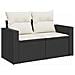 Set Divani da Giardino 9 pz con Cuscini Nero Polyrattan Acacia - Foto miniatura 5
