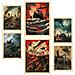 Set Di 6 Stampe Dipinto Decorativo Momenti Storici Battaglia Su Barca Carro Armato Elicottero Incorniciato Con Illustrazioni A3 & A4 Telaio In Legno Chiaro - Foto miniatura 1