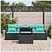 Set Divano da Giardino 5 pz Nero Rattan in Polipropilene - Foto miniatura 5