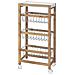 Carrello Cucina Slim Salvaspazio Legno Bambu 4 Ripiani 1 Vassoi 3 Cestelli Ruote - Foto miniatura 5