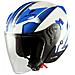 Casco Moto Jet Scooter Visiera Doppia Certificato Ece22-05 Bianco Blu M - Foto miniatura 8