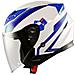 Casco Moto Jet Scooter Visiera Doppia Certificato Ece22-05 Bianco Blu M - Foto miniatura 9