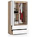 Armadio A 2 Ante Battenti E Cassetti S90, 90x51x180 cm, Colore Sonoma Quercia e Bianco - Foto miniatura 2