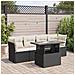 Set Divani Da Giardino 5 Pz Con Cuscini In Polyrattan Nero - Foto miniatura 2