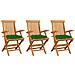 Lusso Casadino -  Sedie Da Giardino Con Cuscini Verdi 3pz Legno Massello Di Teak - Foto miniatura 2
