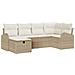 Set Divano da Giardino 6 Pezzi con Cuscini Beige in Rattan Polipropilene - Foto miniatura 1