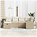 Set Divano da Giardino 6 Pezzi con Cuscini Beige in Rattan Polipropilene - Foto miniatura 3