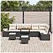 Set Divano da Giardino 9 Pezzi con Cuscini Polirattan Nero Acacia,  Divano da Giardino 2 Posti con Cuscini Polirattan Nero,  Set da Pranzo da Giardino 3 Pezzi con Cuscini Polirattan Nero Acacia - Foto miniatura 3