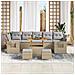 Set Divano da Giardino in 10 Pezzi con Cuscini Beige Rattan Polietilene Acacia, Set da Pranzo da Giardino in 3 Pezzi con Cuscini Beige Rattan Polietilene Acacia - Foto miniatura 3