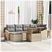 Set da giardino 7 pezzi con cuscini beige in rattan - Foto miniatura 2