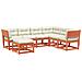 Set Salotto Giardino 7pz con Cuscini Marrone Cera Massello Pino - Foto miniatura 1