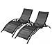 Set Di 2 Sdraio Regolabili In Alluminio E Textilene Nero /nero Bahia - Foto miniatura 1