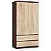 Armadio A 2 Ante Battenti E Cassetti S90, 90x51x180 cm, Colore Weng? e Sonoma Quercia - Foto miniatura 1