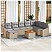 Set da Giardino 9 Pezzi con Cuscini in Rattan Poliestere Beige - Foto miniatura 2