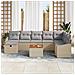 Set da Giardino 9 Pezzi con Cuscini in Rattan Poliestere Beige - Foto miniatura 3