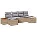Set Divano da Giardino 6 Pezzi con Cuscini Beige in Rattan Sintetico - Foto miniatura 1
