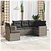 Set Divano da Giardino 5 pz con Cuscini Grigio in Polyrattan - Foto miniatura 2