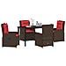 Set da Pranzo per Giardino 5 pcs Marrone Poly Rattan - Foto miniatura 3