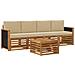 Set di divani da esterno con cuscino 5 pcs Naturale e Beige - Foto miniatura 1