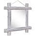 Specchio Con Tronchi Bianco 70x70 Cm Legno Massello Di Recupero - Foto miniatura 1