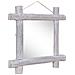 Specchio Con Tronchi Bianco 70x70 Cm Legno Massello Di Recupero - Foto miniatura 2