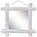 Specchio Con Tronchi Bianco 70x70 Cm Legno Massello Di Recupero - Foto miniatura 3