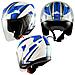 Casco Moto Jet Scooter Visiera Doppia Certificato Ece22-05 Bianco Blu Xl - Foto miniatura 6