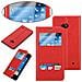 Custodia Compatibile Con Nokia Lumia 550 In Rosso Zafferano - Coperchio Protettivo Con Chiusura Magnetica, Funzione Stand E 2 Finestre Di Visualizzazione - Foto miniatura 5