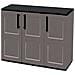 Armadio Da Esterno Gesves, Mobile Balcone Multiuso, Armadietto Outdoor 3 Ante, 100% Made In Italy, 102x37h84 Cm, Grigio E Nero, Finitura Quadri - Foto miniatura 2