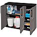 Armadio Da Esterno Gesves, Mobile Balcone Multiuso, Armadietto Outdoor 3 Ante, 100% Made In Italy, 102x37h84 Cm, Grigio E Nero, Finitura Quadri - Foto miniatura 4