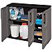 Armadio Da Esterno Gesves, Mobile Balcone Multiuso, Armadietto Outdoor 3 Ante, 100% Made In Italy, 102x37h84 Cm, Grigio E Nero, Finitura Quadri - Foto miniatura 6