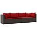 Set Mobili Da Giardino 4 Pz Con Cuscini In Polyrattan Marrone - Foto miniatura 2