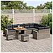 Set Divano da Giardino  12 Pezzi con Cuscini Grigio Rattan Polietilene Acacia, Set da Pranzo da Giardino  3 Pezzi con Cuscini Grigio Rattan Polietilene Acacia - Foto miniatura 3
