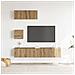 Set Mobile TV 4 pz Montato a Parete Rovere in Legno Multistrato - Foto miniatura 3