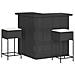 Set Bar da Giardino 3 pz con Cuscini in Polyrattan Nero - Foto miniatura 1