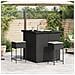 Set Bar da Giardino 3 pz con Cuscini in Polyrattan Nero - Foto miniatura 3