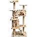 Albero Per Gatti Tiragraffi Sisal 125 Cm Zampe Stampate Beige - Foto miniatura 2