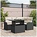Set di Divani da Giardino  5 Pezzi con Cuscini Nero Rattan Sintetico, Divano da Giardino a 2 Posti con Cuscini Nero Rattan Sintetico - Foto miniatura 2