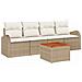 Set di Divani da Giardino da 5 Pezzi con Cuscini Beige in Rattan Polietilene e Acacia - Foto miniatura 1