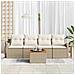 Set di Divani da Giardino da 5 Pezzi con Cuscini Beige in Rattan Polietilene e Acacia - Foto miniatura 3