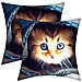 Set Di 2 Copricuscini 40x40 Cm Kitten Jeans Design - Foto miniatura 4