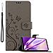 Custodia Compatibile Con Samsung Galaxy S9 Plus In Grigio Fiore - Coperchio Protettivo In Design Floreale Con Chiusura Magnetica, Funzione Stand E Slot Per Carte - Foto miniatura 1